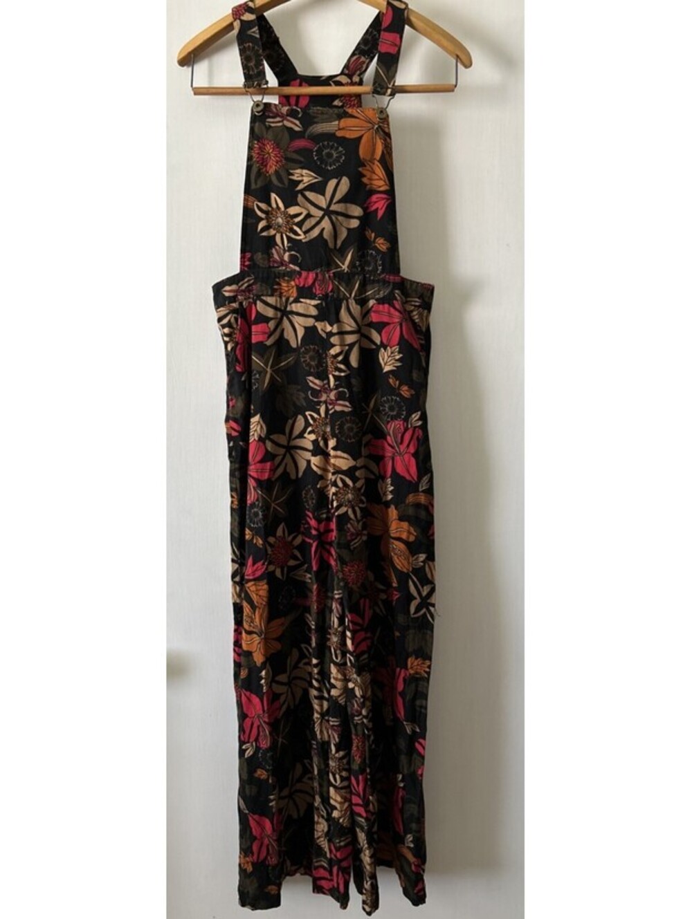 Los Banditos Womens Wide Leg Floral Mod Boho Retro Disco Jumpsuit size M